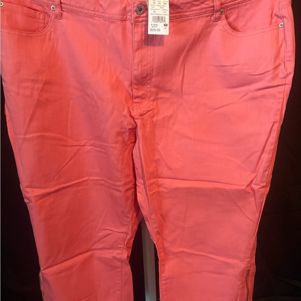 Ashley Stewart Vibrant Coral Capris